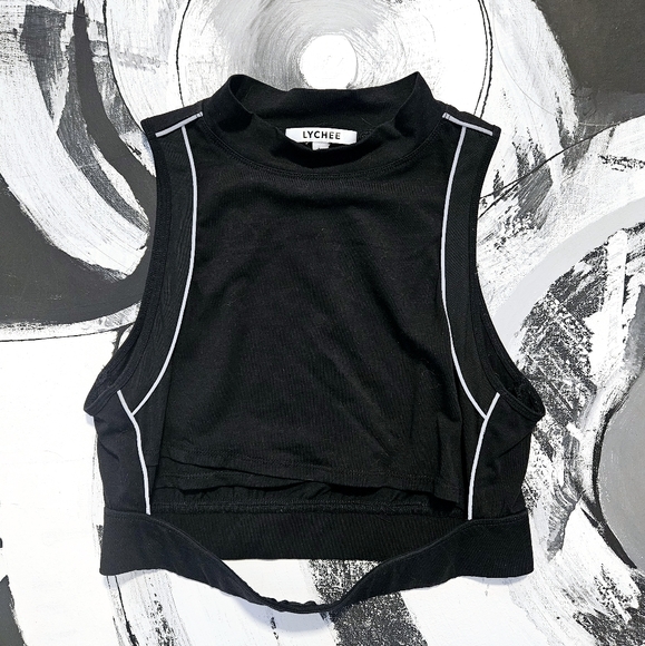 Lychee the Label Tofu Reflective Detail Cut Out Crop Top - Picture 1 of 4